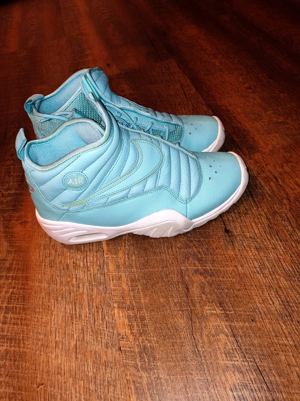 Nike Air Shake Ndestrukt Dennis Rodman sneakers in the "Island Green" colorway.